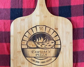 Laser Engraved Bamboo Pizza Peel, Personalized Pizza Paddle, Custom Pizza Peel Gifts, Pizza Lover’s Gifts, Stone Oven