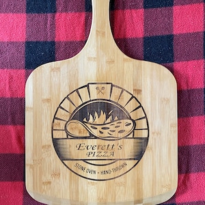 Laser Engraved Bamboo Pizza Peel, Personalized Pizza Paddle, Custom Pizza Peel Gifts, Pizza Lover’s Gifts, Stone Oven