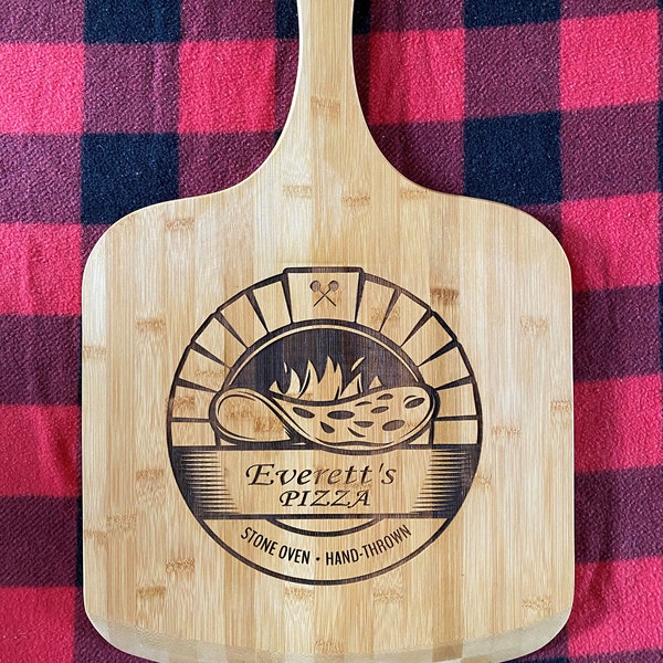 Laser Engraved Bamboo Pizza Peel, Personalized Pizza Paddle, Custom Pizza Peel Gifts, Pizza Lover’s Gifts, Stone Oven