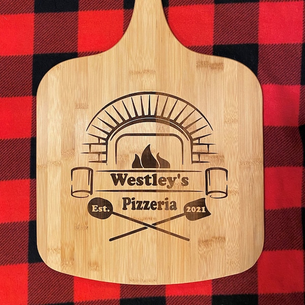 Laser Engraved Bamboo Pizza Peel, Personalized Pizza Paddle, Custom Pizza Peel Gifts, Pizza Lover’s Gifts, Brick Fire Oven