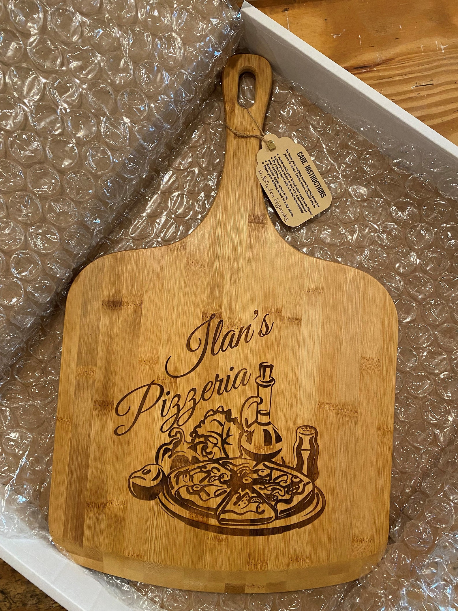 Laser Engraved Bamboo Pizza Peel Personalized Pizza Paddle Etsy UK