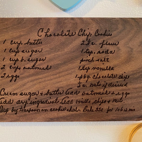 Magnetic Handwritten Wooden Recipe Card, Custom Fridge Magnet, Family Keepsake Recipe, Kitchen Gift, Rosewood wood, Mom's Grandma's recipe
