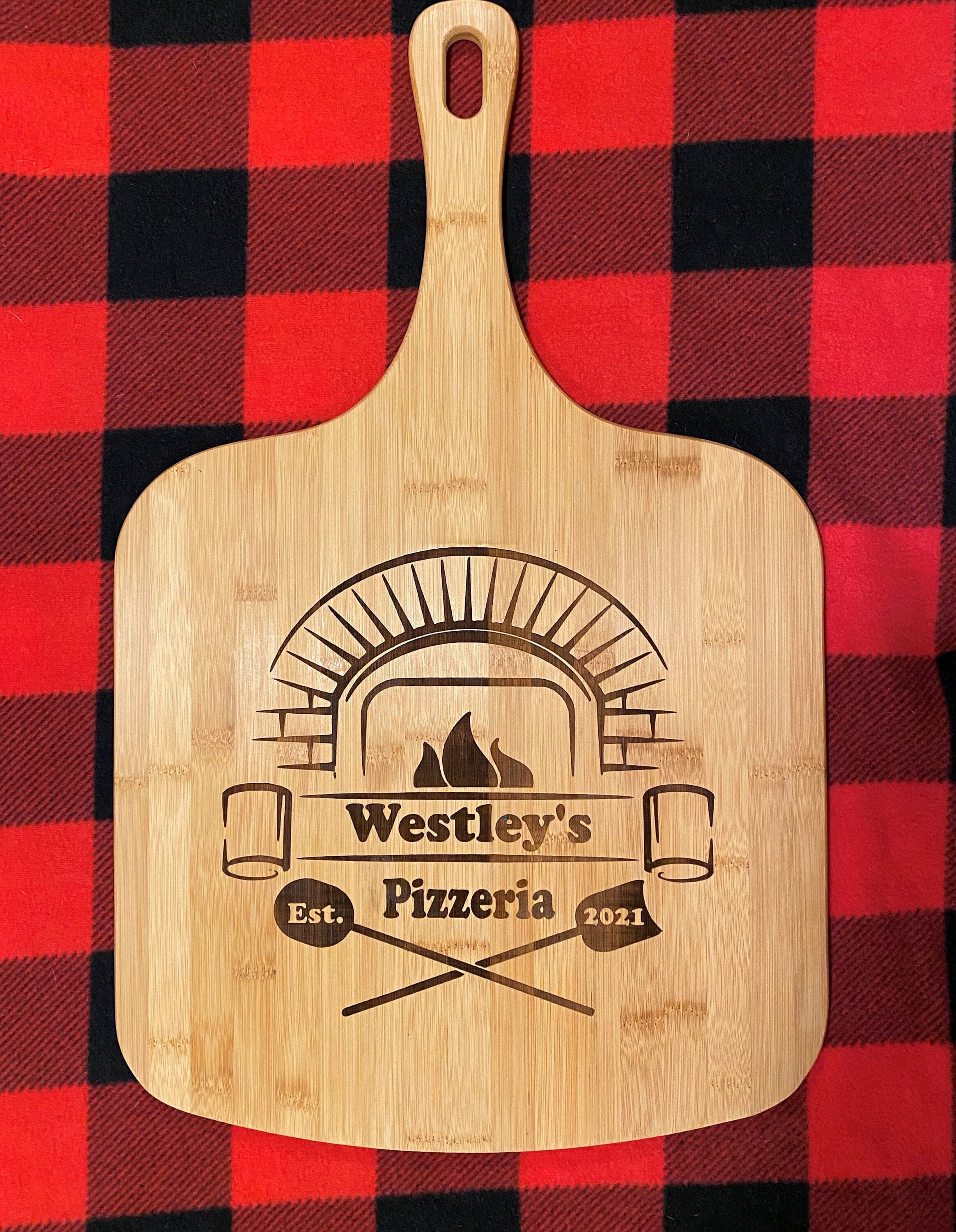 Bamboo Custom Laser Engraved Small Wooden Oven/Pizza Paddle 17"x12"x0.5" 