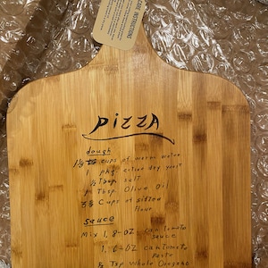 Handwritten Recipe Engraved Bamboo Pizza Peel, Pizza Paddle, Custom Pizza Peel, Pizza Lover’s Gifts, Pizza Night, Family Recipe