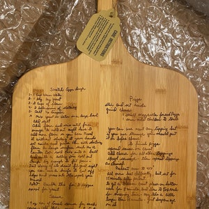 Handwritten Recipe Engraved Bamboo Pizza Peel, Pizza Paddle, Custom Pizza Peel, Pizza Lover’s Gifts, Pizza Night, Family Recipe
