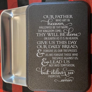 9x13 Aluminum Cake Pan with Colored Lid Laser Engraved Our Father Who Art in Heaven, Christian Wedding Gift, Cake pan Set, Housewarming Gift