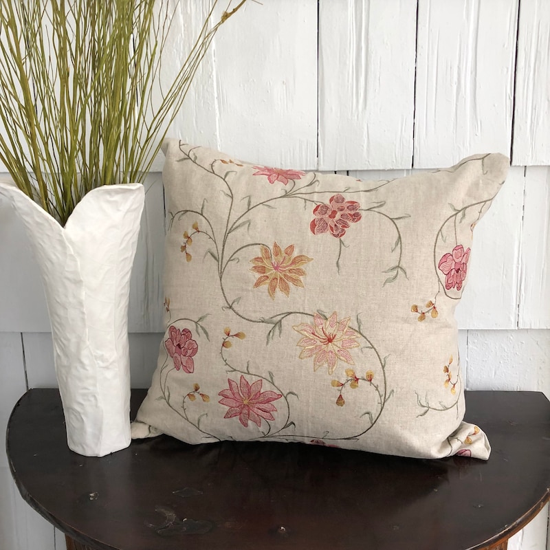 Floral Linen Designer Pillow Cover