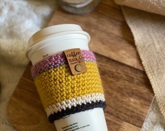 Reusable Cup Cozy - Coffee, Teach, Repeat - Pencil Design