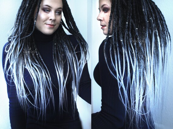 Synthetic Dreads Black White Ombre Realistic Soft Etsy