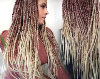 synthetic dreads burgundy blond ombre - realistic & soft - dreadlocks hair extension