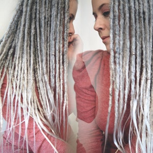synthetic dreads gray silver white ombre - realistic & soft