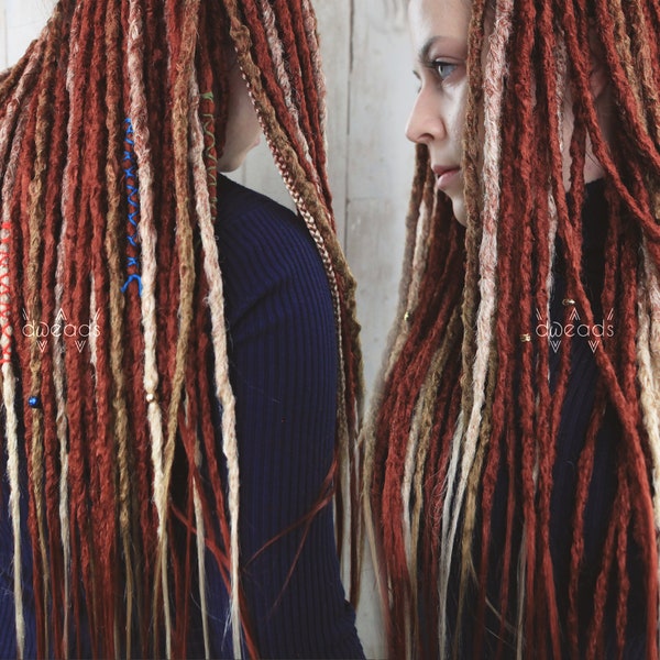 synthetic dreads copper blonde ombre - realistic & soft - "autumn"