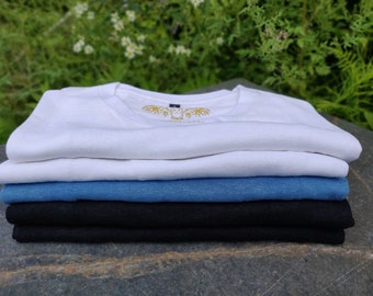 Stack of Five Hemp Tees | soft, comfortable, lightweight, affordable sustainable clothing made from hemp and organic cotton