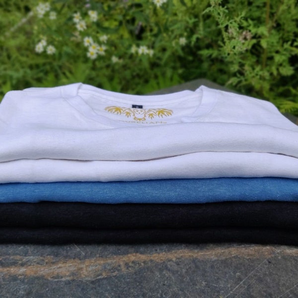 Stack of Five Hemp Tees | soft, comfortable, lightweight, affordable sustainable clothing made from hemp and organic cotton