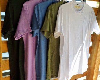 Unisex Hemp T-Shirt, Soft Comfortable Eco-Friendly Hemp Crew Shirts White, Black, Blue, Green, Purple Rose