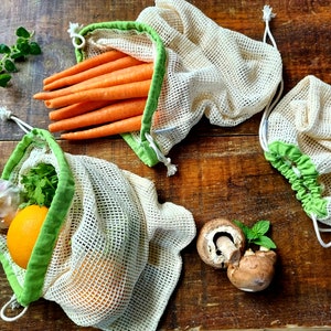 Eco-Friendly Organic Cotton & Hemp Mesh Produce Bags | Set of 3