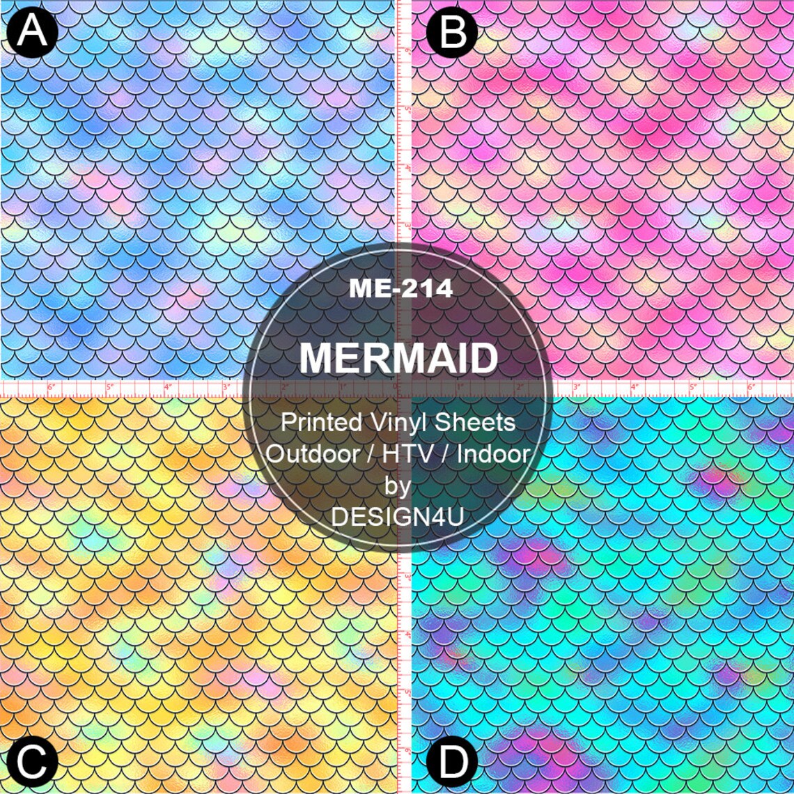 Mermaid Printed Patterns Adhesive Vinyl Heat Transfer Vinyl - Etsy