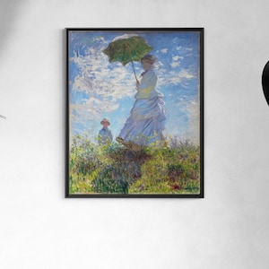 Monet Woman with Parasol Print, Impressionist Art, French Country Decor, Light Academia Gift