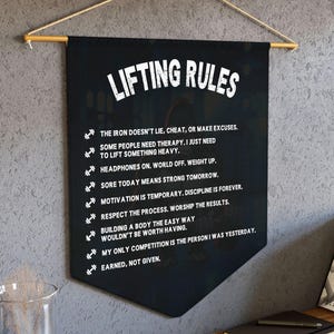 Lifting Rules Pennant Banner: Motivational Home Gym Decor
