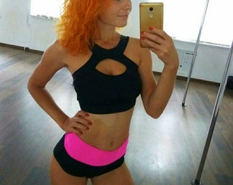 Pole Dance Wear Top und Shorts, Workout Outfit, Polewear Anzug, Set Pole Dance, Kostüm Fitness Kleidung, Queen Polewear