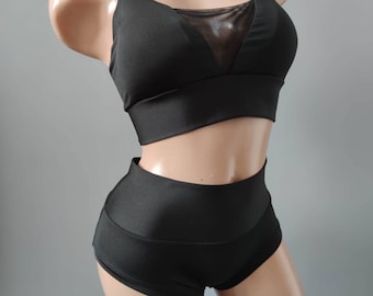 Sexy Gym Kleidung, Polewear Kostüm, Pole Dance Wear, Pole Top und Shorts, Pole Dance Wear Set, Elegantes Pole Kostüm, Hot Dance Wear Set