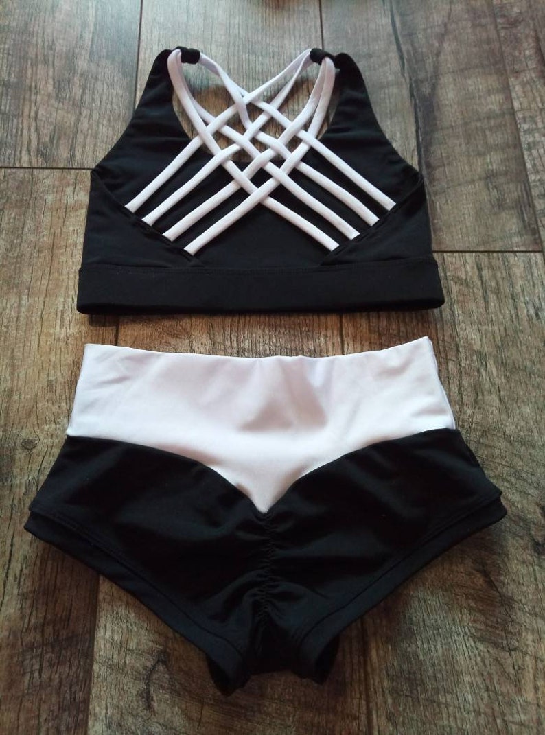 Pole dance wear Top and Shorts 2pc Workout outfit Polewear Etsy