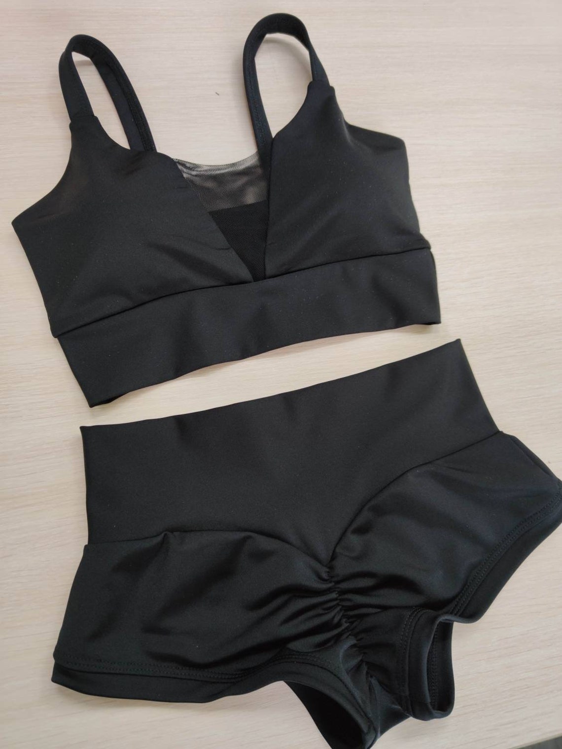 Pole Dance Wear Mesh Top and Shorts Workout Outfit Red Set Etsy