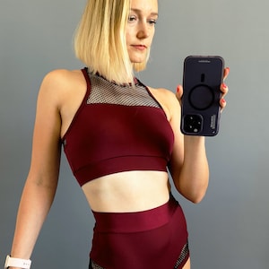 Dance Top and Bottom, Hot Dance Wear, Pole Dance Outfit, Pole Dance Set, Pole Dance Set with Mesh, Twerking Wear, Alluring Shorts and Top