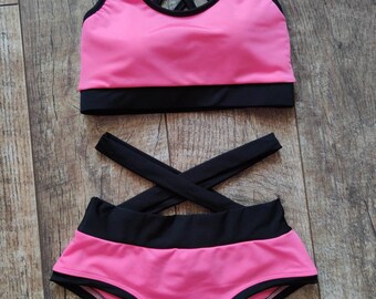 Pole Dance Wear Set, Sexy Pole Dance Kostüm, Pole Dance Top und Shorts, Trainings Outfit, Polewear Anzug, Sport Shorts und BH, Set Pole Dance