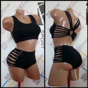 Set Pole Dance, Elegant Pole Costume, Pole Dance Wear, Pole Top and Bottoms, High Waisted Shorts with Straps, Polewear Suit, Pole Wear