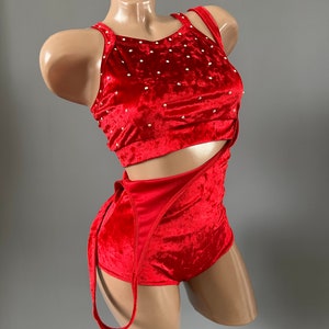 Pole Dance Wear, Velvet Top and Shorts for Pole Dance, Bodysuit, Workout Outfit, Polewear Velvet Set, Shorts and Top, Pole Dance Costume