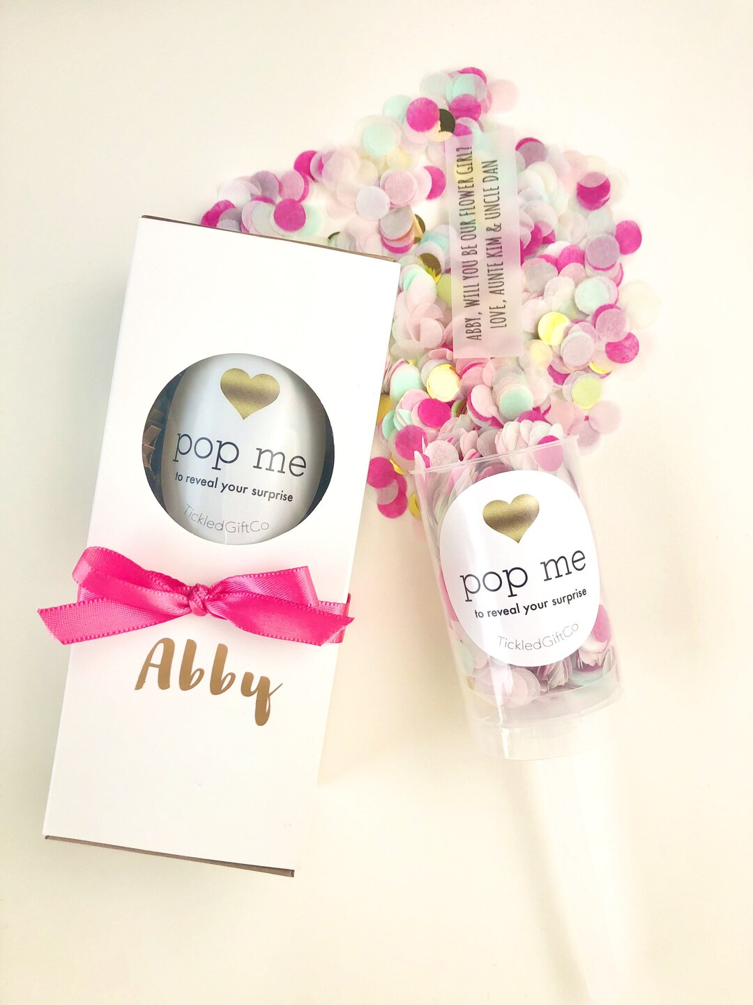 Flower Girl Proposal Confetti Popper Custom Surprise Message Inside Etsy