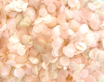 Peach + Ivory Biodegradable Round Tissue Paper Wedding Confetti | Bulk Bag 25-60 guests | Throw Some Love | Baby Shower | Table Decor
