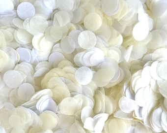 White + Ivory Biodegradable Round Tissue Paper Wedding Confetti | 25-60 guests Bulk Bag | Aisle Ceremony Decor | Baby Shower