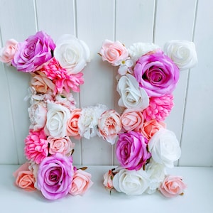 Personalised Wooden Floral Fillable Rose Flower Letters Playroom Decor  Birthday