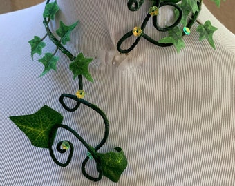 Poison Ivy Choker, Green Ivy Necklace Choker, fairy Wrap, Great for costumes and evening wear!