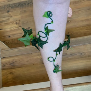 Poison Ivy shin cuff , Green Ivy  shinwrap, Woodland forest fairy Wrap, Great for Brides!