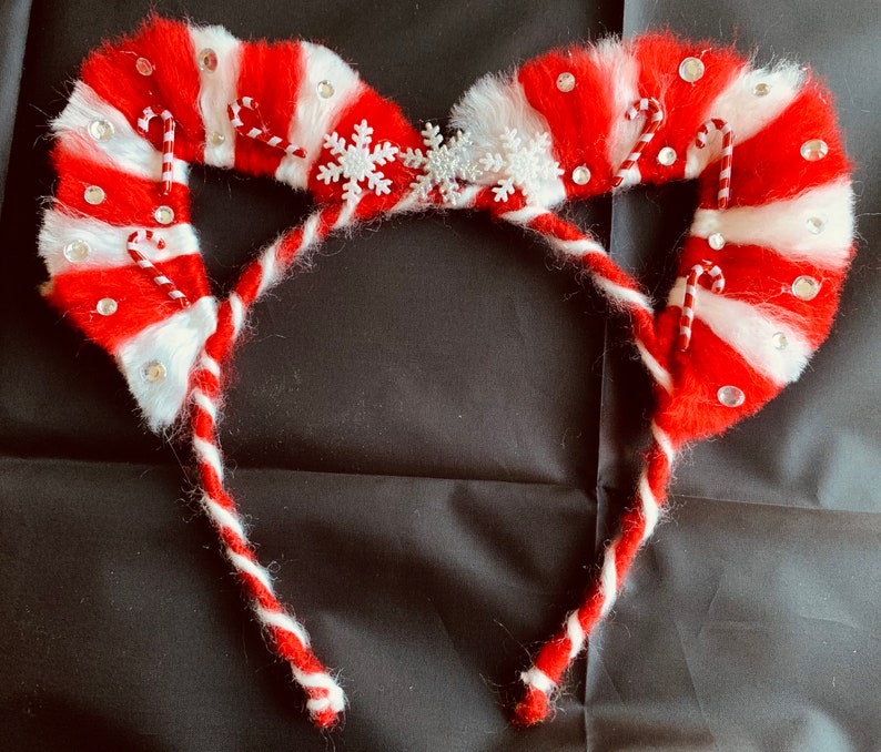 candy cane cat ears red and white stripes holiday Christmas