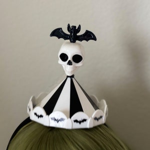 BeetleJuice inspired Hat, Carousel Head Piece, Carousel mini hat, headband, skull and bat Headband!