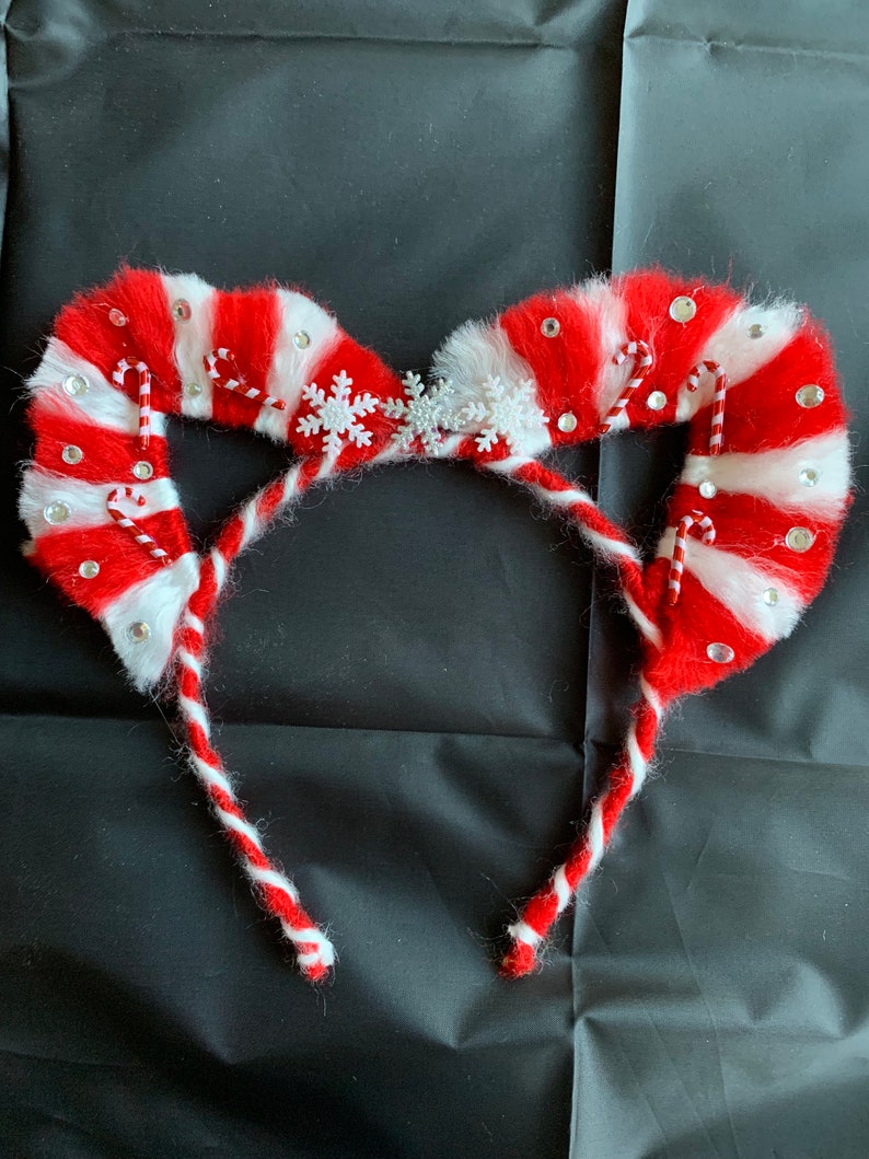 candy cane cat ears red and white stripes holiday Christmas