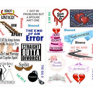 Divorced Stickers, Divorce party, Divorce stickers, Splitting up, Beak up stickers