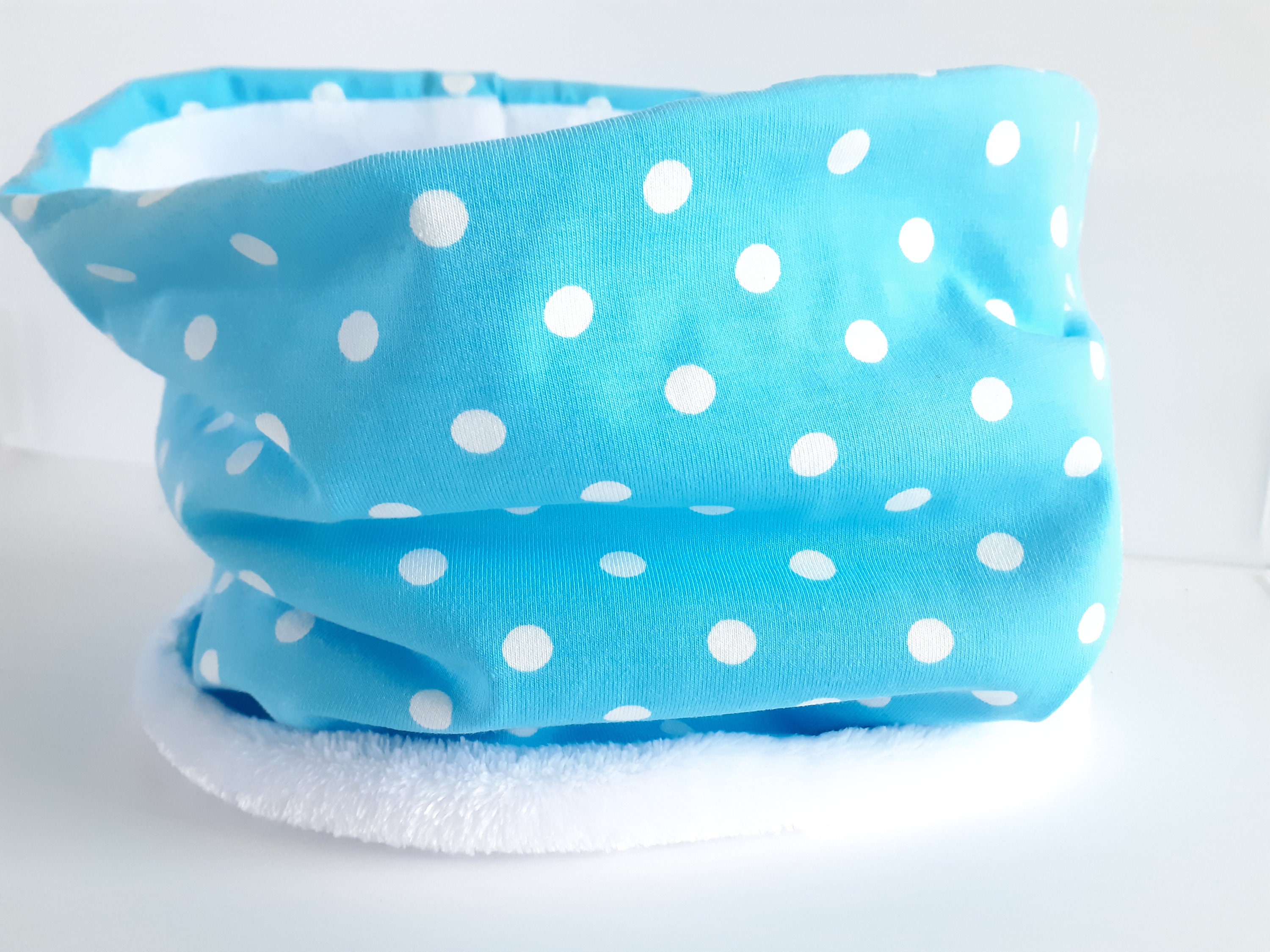 Snood Neck Warmer for Girls, Warm, Lined, Turquoise Blue