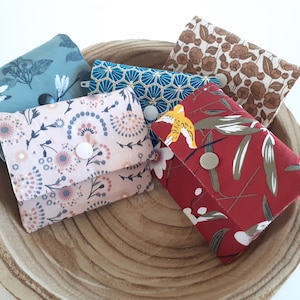 Bolsa de tecido, bolsa pequena com compartimento para cartão, vermelha, azul, rosa, marrom