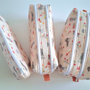 Astuccio semplice, doppio o triplo, astuccio scolastico con 1, 2 o 3 scomparti per bambine, rosa pallido con fantasia coniglietti