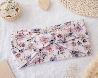 Floral jersey hairband – baby, child, adult – soft and stretchy turban headband – handmade hair accessory
