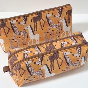 Trousse d'école simple ou double compartiments enfant thème girafe, rentrée scolaire