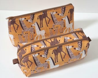 Single or double compartment school kit for children, giraffe theme, back to school