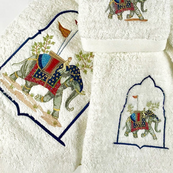 Elephant Embroidery Turkish Towels | Luxury Towel Sets | 4 Colorways | Bathroom | Home Spa | Housewarming Gift | 100% Cotton | Free Shipping