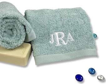 Custom Monogram BLUE Towel | Home Spa | Bathroom | Housewarming Gift | 100% Cotton Embroidered Turkish Towels | Free Shipping | Newlyweds