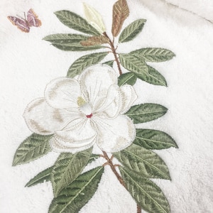 Magnolia Blossom Embroidered Turkish Towels Luxury Towels Bathroom Home Spa Housewarming Gift 100% Cotton Free Shipping image 5